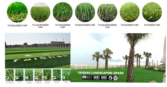 60 mm Altura de pilha 12400 Dtex C Forma de coluna de grama artificial para aplicações de relva de paisagem