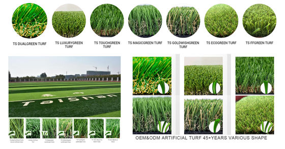 60 mm Altura de pilha 12400 Dtex C Forma de coluna de grama artificial para aplicações de relva de paisagem