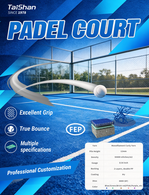 FEP Certificado 12mm Pile Height Brick Cor Vermelha Padel Erva artificial para quadras de padel profissionais