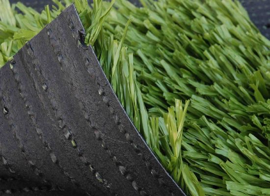 Grama artificial de futebol verde Dtex 11200 com suporte CPP+LENO e revestimento de látex SBR de baixa manutenção